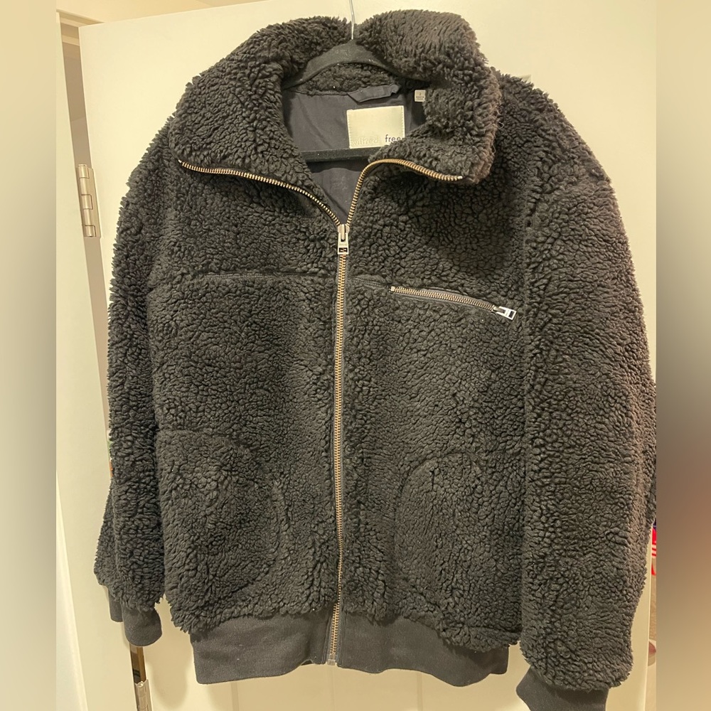 Women’s Black Wilfred Free Sherpa Teddy Jacket, Size 2